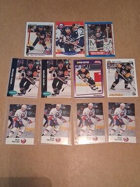Bryan Trottier Hockey Card Lot - White, Black & Navy Cards